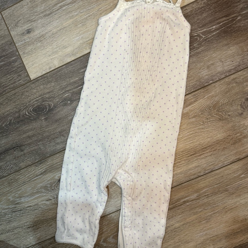 White and Purple Polka Dot Baby Romper